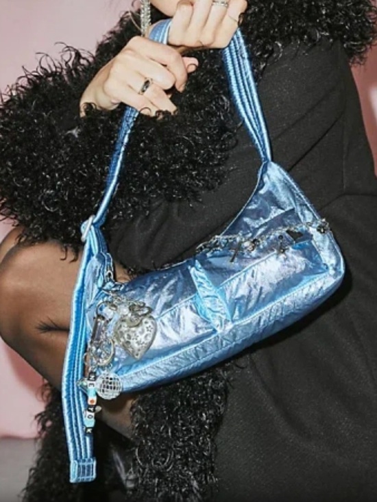 BAGGU Handbags - BAGGU Metallic Blue Cargo Shoulder Bag Electric Blue Y2K Baguette UO Exclusive